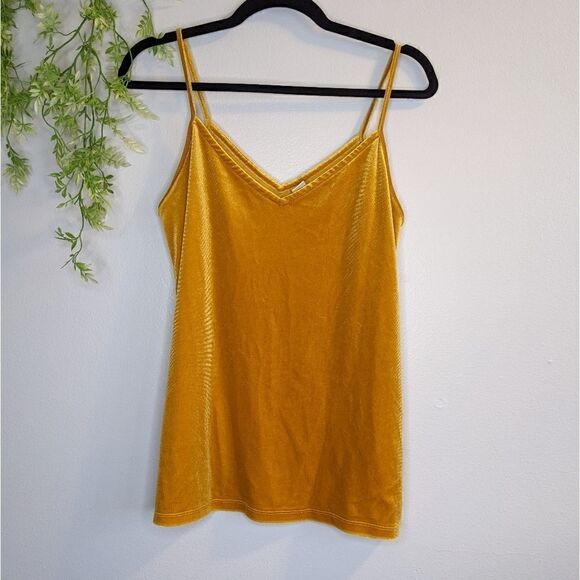 (Old Navy) Golden Yellow Velvet Tank Top Small - Picture 1 of 5